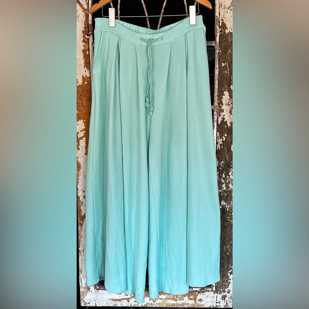 POL Free People Style Mint Green Drawstring Wide Leg Lounge Pants Boho Size - Picture 2 of 6